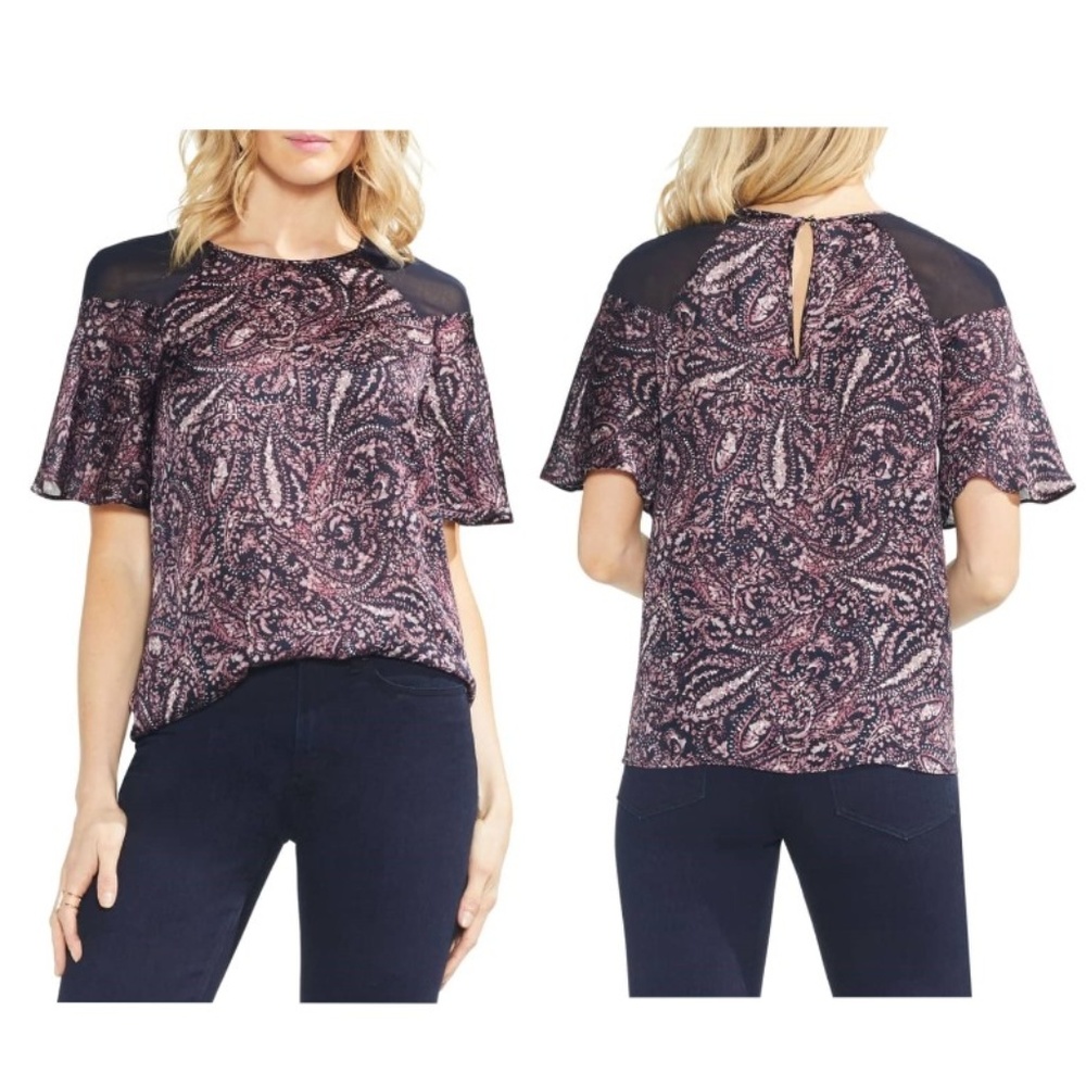 NEW Vince Camuto Paisley Muse Chiffon Blouse - Picture 1 of 5